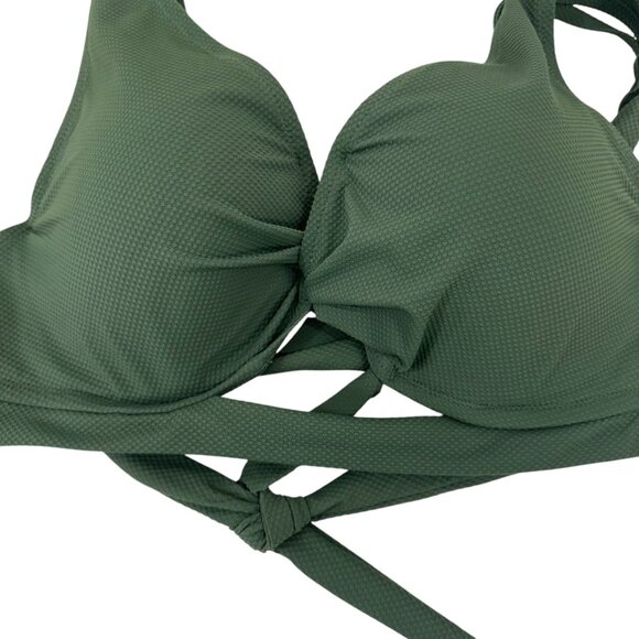 Shade & Shore Womens Green Bikini Top Push-Up Swimwear Size 34DD Back Strappy - Picture 8 of 14